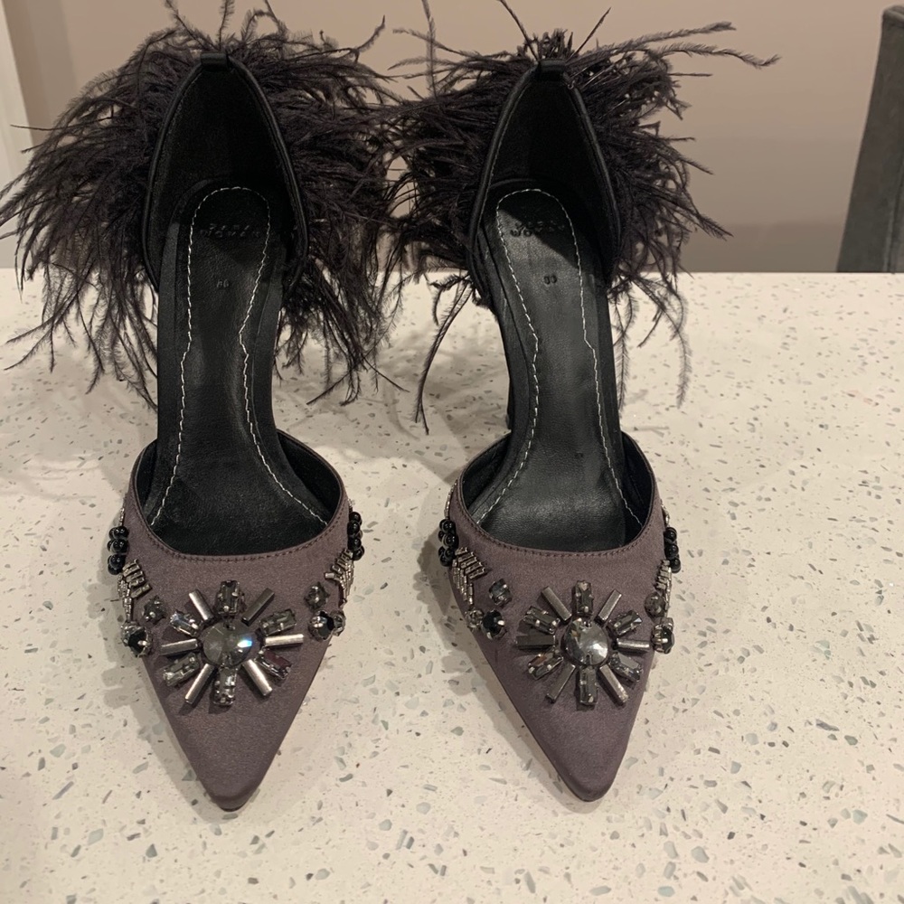 Zara court shoes with Embroidered and Feathers